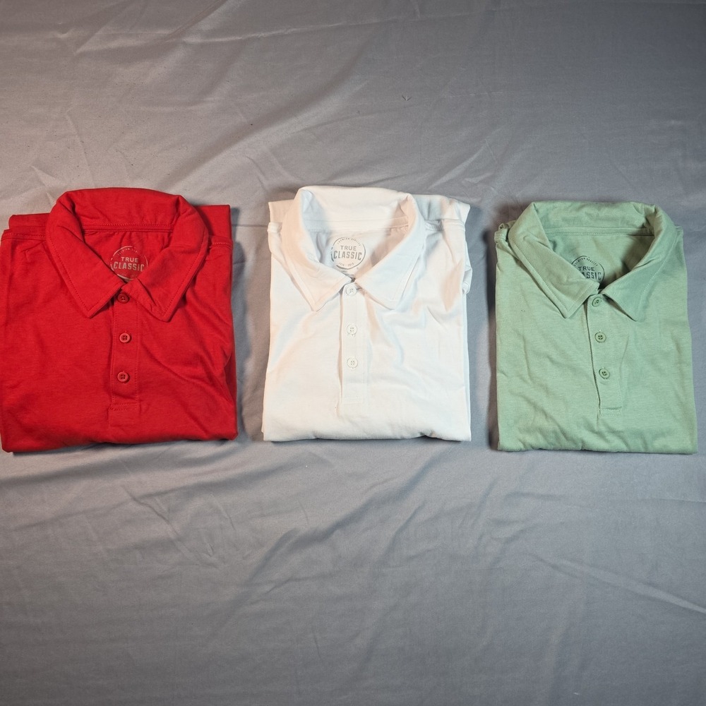 True Classic Polo (3 pack) large L Red, White, Pale Green